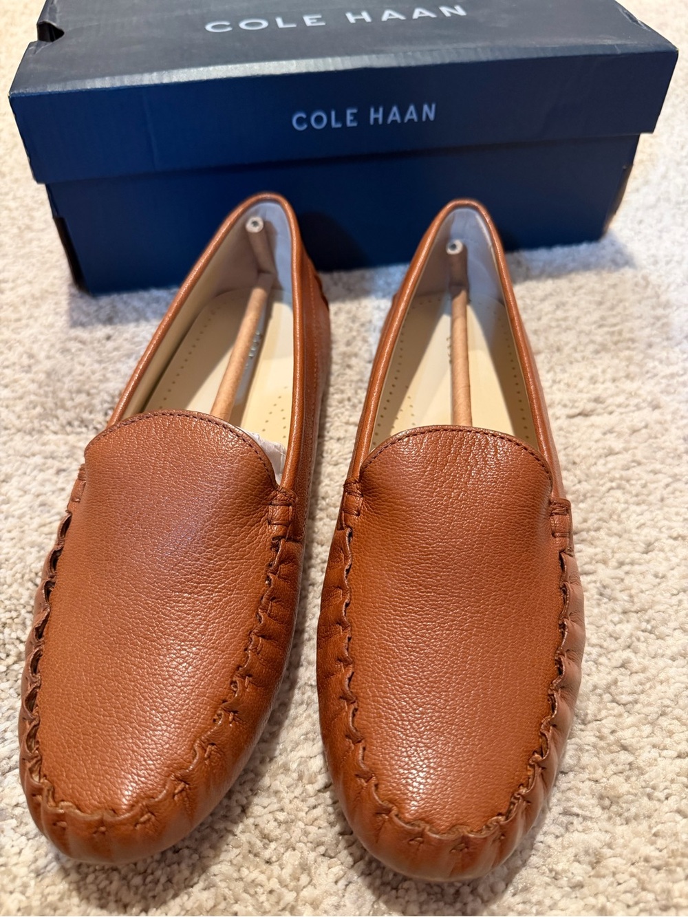 Cole Haan Pecan Leather Slip-On Moccasin Loafers (Size 8) NEW Never Worn